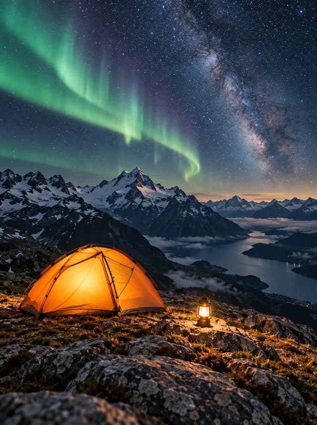 星空下的雪山营地