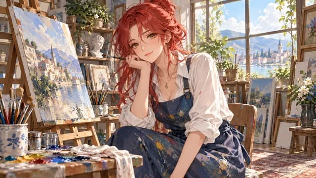画室里的红发创作者