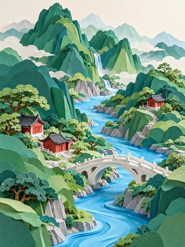 纸艺山川的立体世界